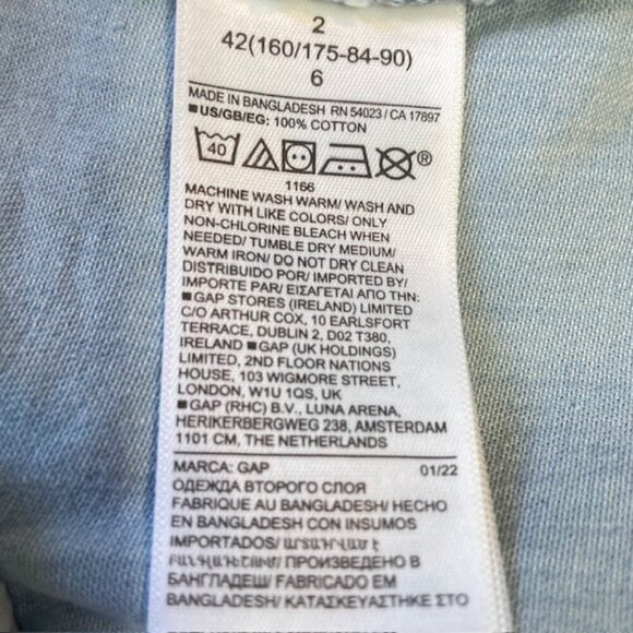 GAP Sleeveless V-Neck Button-Front Cotton Denim Tie Waist Romper - Size 2 - Picture 6 of 8